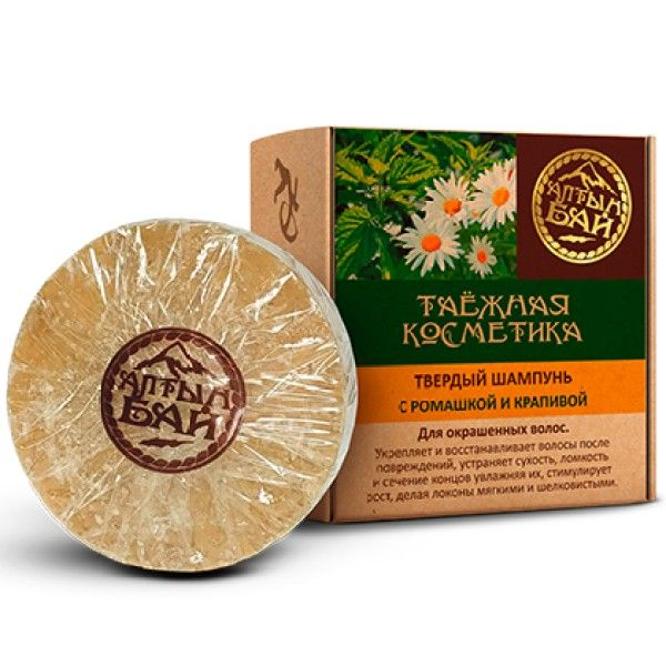 Изображение товара Твердый шампунь с Ромашкой и крапивой Алтынбай 60г Твердый шампунь с Ромашкой и крапивой Алтынбай 60г фотография