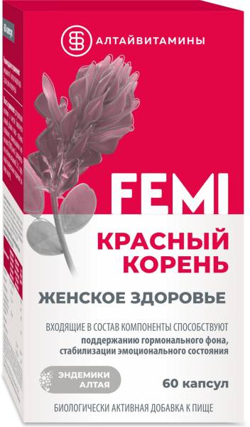 Красный корень Femi женское здоровье Алтайвитамины 60 капсул фотография