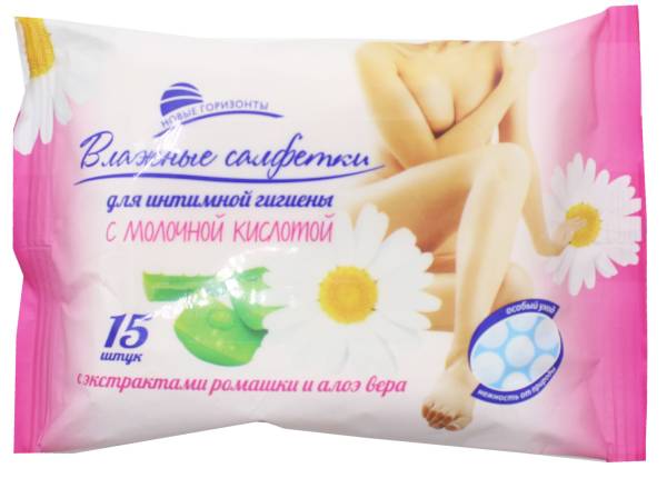 Изображение товара Салфетки влажные для интимной гигиены Ромашка/Алоэ Новые горизонты 15шт Салфетки влажные для интимной гигиены Ромашка/Алоэ Новые горизонты 15шт фотография
